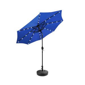 WestinTrends 9 ft. Patio Solar Power Led lights Market Umbrella with Black Round Base - Royal Blue