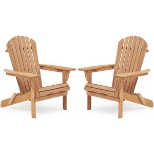 Simplie Fun Wooden Outdoor Folding Adirondack Chair Set Of 2 Wood Lounge Patio Chair For Garden, Garden - Light/pastel Brown