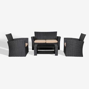 WestinTrends 4-Piece Modern Patio Conversation Sofa Set with Cushions - Black/beige
