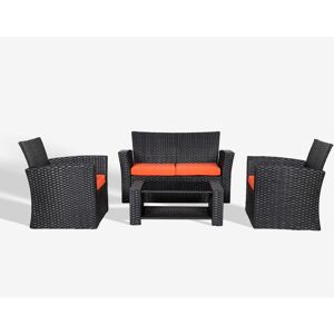 WestinTrends 4-Piece Modern Patio Conversation Sofa Set with Cushions - Black/orange