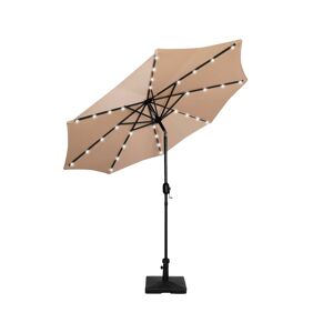 WestinTrends 9 ft. Patio Solar Power Led lights Market Umbrella with Weight Base - Beige