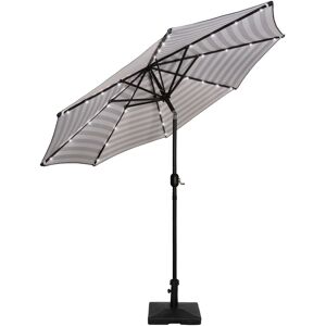 WestinTrends 9 ft. Patio Solar Power Led lights Market Umbrella with Weight Base - Black/white Stripe