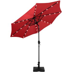 WestinTrends 9 ft. Patio Solar Power Led lights Market Umbrella with Weight Base - Red