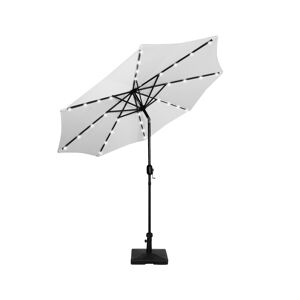 WestinTrends 9 ft. Patio Solar Power Led lights Market Umbrella with Weight Base - White