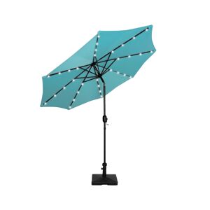WestinTrends 9 ft. Patio Solar Power Led lights Market Umbrella with Weight Base - Turquoise