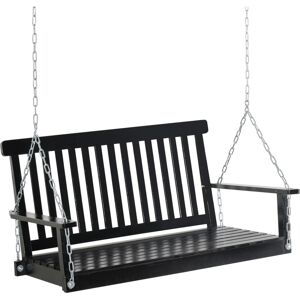 Outsunny 2-Seater Hanging Porch Swing Patio Swing Outdoor Swing Bench with Chains for Garden, Yard, Deck & Balcony, 440lbs Weight Capacity, Black - Bl