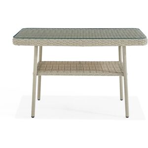 Alaterre Furniture Windham All-Weather Wicker Outdoor Cocktail Table with Glass Top - Grey