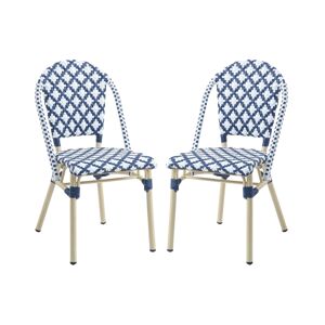 Furniture Of America Petraes Patio Chair Set, 2 Piece - Navy, White, Natural Tone
