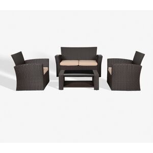 WestinTrends 4-Piece Modern Patio Conversation Sofa Set with Cushions - Chocolate/beige