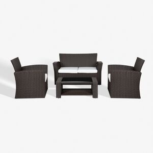WestinTrends 4-Piece Modern Patio Conversation Sofa Set with Cushions - Chocolate/white