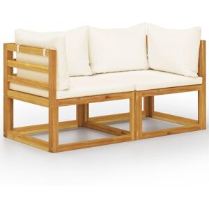 Vidaxl 2-seater Patio Bench with Cream White Cushions - Brown