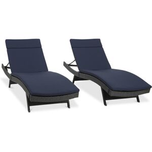 Noble House Hunter Outdoor Chaise Lounge (Set Of 2) - Grey