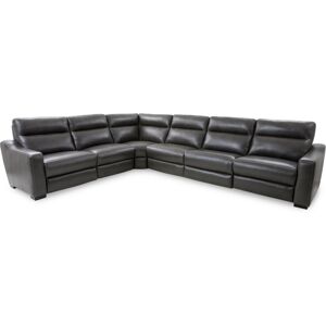 Furniture Gabrine 6-Pc. Leather Sectional with 2 Power Headrests, Created for Macy's - Charcoal