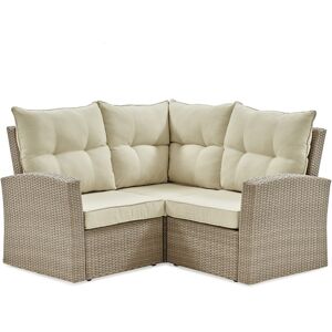 Alaterre Furniture Canaan All-Weather Wicker Corner Sectional Sofa with Cushions - Brown