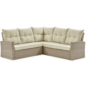 Alaterre Furniture Canaan All-Weather Wicker Outdoor Double Corner Sofa - Brown