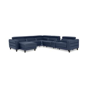 Furniture Silvanah 6-Pc. Leather Sectional with Storage Chaise and 2 Power Recliners and Console, Created for Macy's - Sapphire