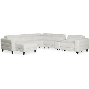 Furniture Silvanah 6-Pc. Leather Sectional with Storage Chaise and 2 Power Recliners and Console, Created for Macy's - Snow