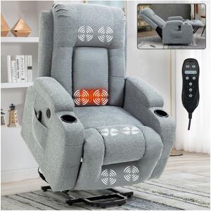 Simplie Fun 350lbs Power Lift Recliner with Massage & Heating - Grey