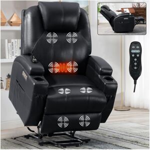 Simplie Fun 350lbs Power Lift Recliner with Massage & Heating - Black