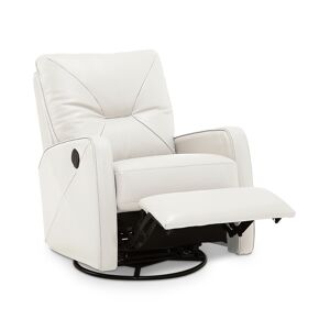 Furniture Erith Leather Power Swivel Glider Recliner - Snow (Special Order)