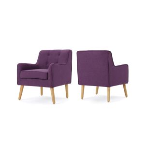 Noble House Felicity Mid Century Arm Chair Set, 2 Piece - Purple