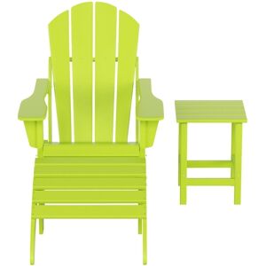 WestinTrends Adirondack Folding Chair with Ottoman and Side Table Set - Lime