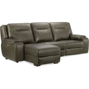 Furniture Hansley 3-Pc. Leather Sectional with Power Recliner and Chaise, Created for Macy's - Grey