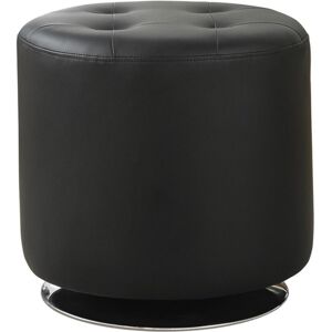 Simple Relax Round Leatherette Upholstered Ottoman, Black - Black/chrome