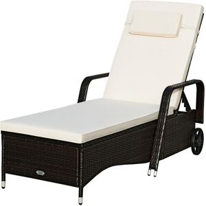 Sugift Outdoor Recliner Cushioned Chaise Lounge with Adjustable Backrest - Natural