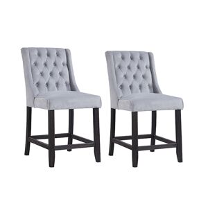 Best Master Furniture Newport Upholstered Bar Chairs with Tufted Back, Set of 2 - Gray