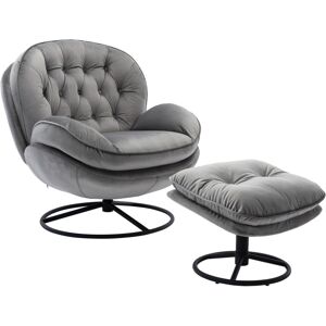 Simplie Fun Accent Chair Tv Chair Living Room Chair With Ottoman - Grey