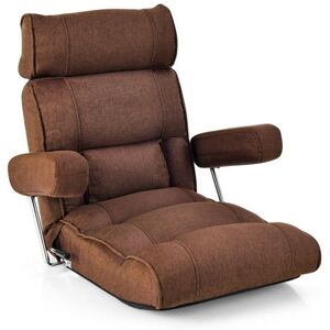 Slickblue Adjustable Folding Sofa Chair with 6 Position Stepless Back - Brown