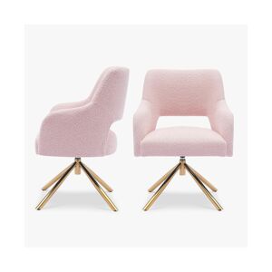 Westintrends Mid-Century Modern Wide Boucle Swivel Accent Arm Chair (Set of 2) - Dusty peach