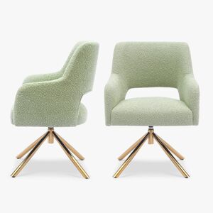 Westintrends Mid-Century Modern Wide Boucle Swivel Accent Arm Chair (Set of 2) - Desert sage