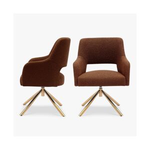 Westintrends Mid-Century Modern Wide Boucle Swivel Accent Arm Chair (Set of 2) - Rust orange