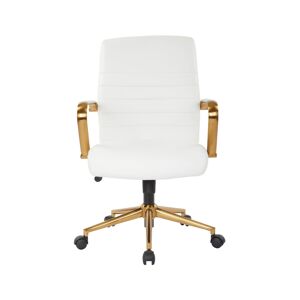 Office Star Mid-back Faux Leather Chair with Arms and Base - White