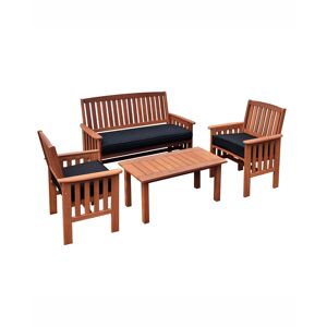 Corliving Distribution Miramar 4 Piece Hardwood Outdoor Chair and Coffee Table Set - Brown