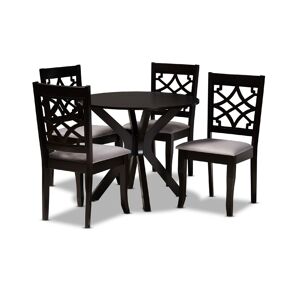 Baxton Studio Elena Modern and Contemporary Fabric Upholstered 5 Piece Dining Set - Dark Brown