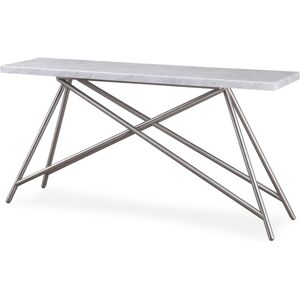 Furniture Coral Carrara Marble Console Table - White Marble, Brushed Stainless Steel