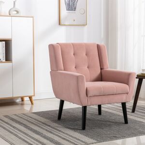 Simplie Fun Modern Soft Velvet Material Ergonomics Accent Chair Living Room Chair Bedroom Chair Home Chair With Black Legs For Indoor Home - Pink