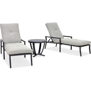 Agio Astaire Outdoor 3-pc Chaise Set (2 Chaise Lounge Chairs + 1 End Table) - Oyster Light Grey