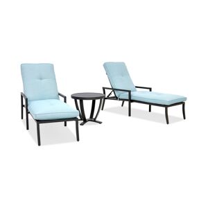 Agio Astaire Outdoor 3-pc Chaise Set (2 Chaise Lounge Chairs + 1 End Table) - Spa Light Blue