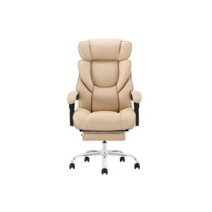 Colamy Pu Leather Reclining Office Chair with Footrest 300lbs - Khaki
