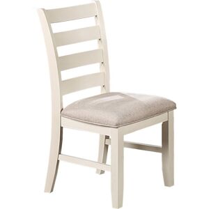 Simplie Fun 2 Pieces White Classic Dining Chairs with Beige Fabric Seats - White