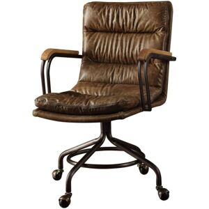 Simplie Fun Harith Office Chair In Retro Top Grain Leather - Dark Brown