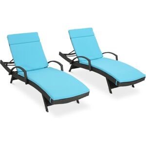 Noble House Ventura Outdoor Chaise Lounge (Set Of 2) - Blue