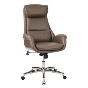 Glitzhome Mid-Century Modern Brownish Gray Leatherette Adjustable Swivel High Back Office Chair - Taupe