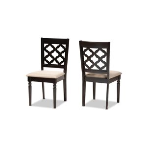 Baxton Studio Ramiro Modern and Contemporary Wood Dining Chair Set, 2 Piece - Sand, Dark Brown