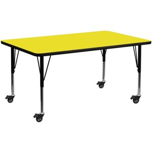 Emma+oliver Mobile 24X60 Rectangle Hp Laminate Preschool Activity Table - Yellow