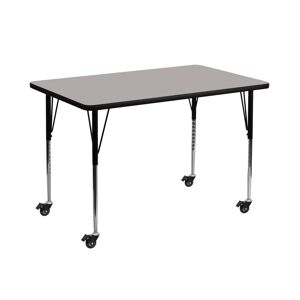 Emma+oliver Mobile 36X72 Rectangle Hp Laminate Adjustable Activity Table - Gray